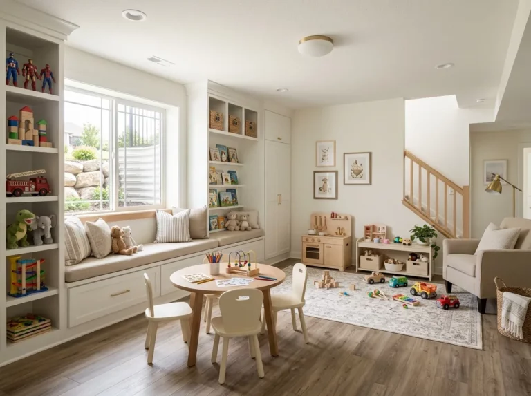 Finished basement playroom for kids