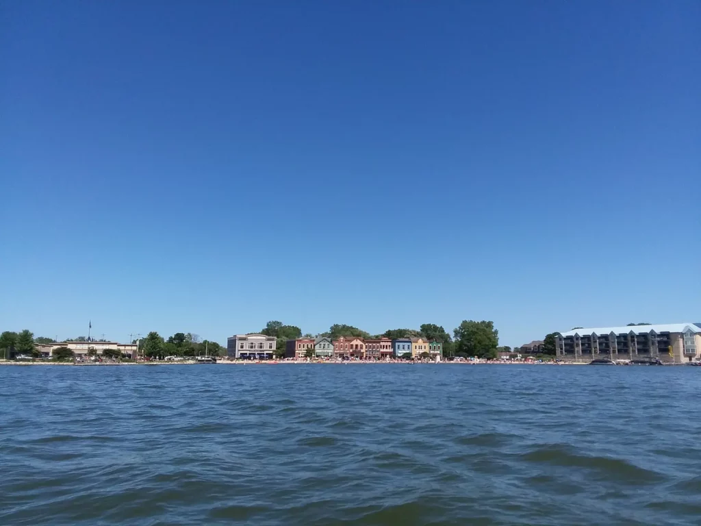Pewaukee lakefront seen from Pewaukee Lake in Pewaukee, Wisconsin