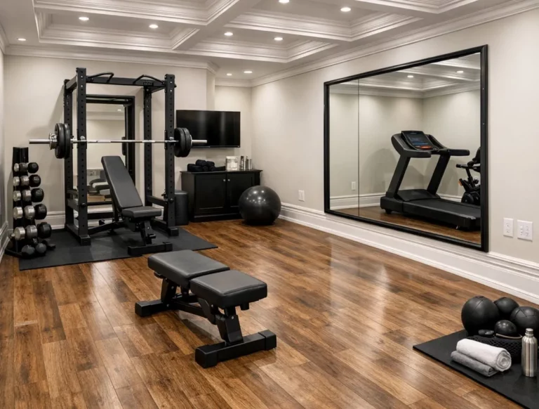 Gym and Fitness Room in the basement of a Waukesha home.